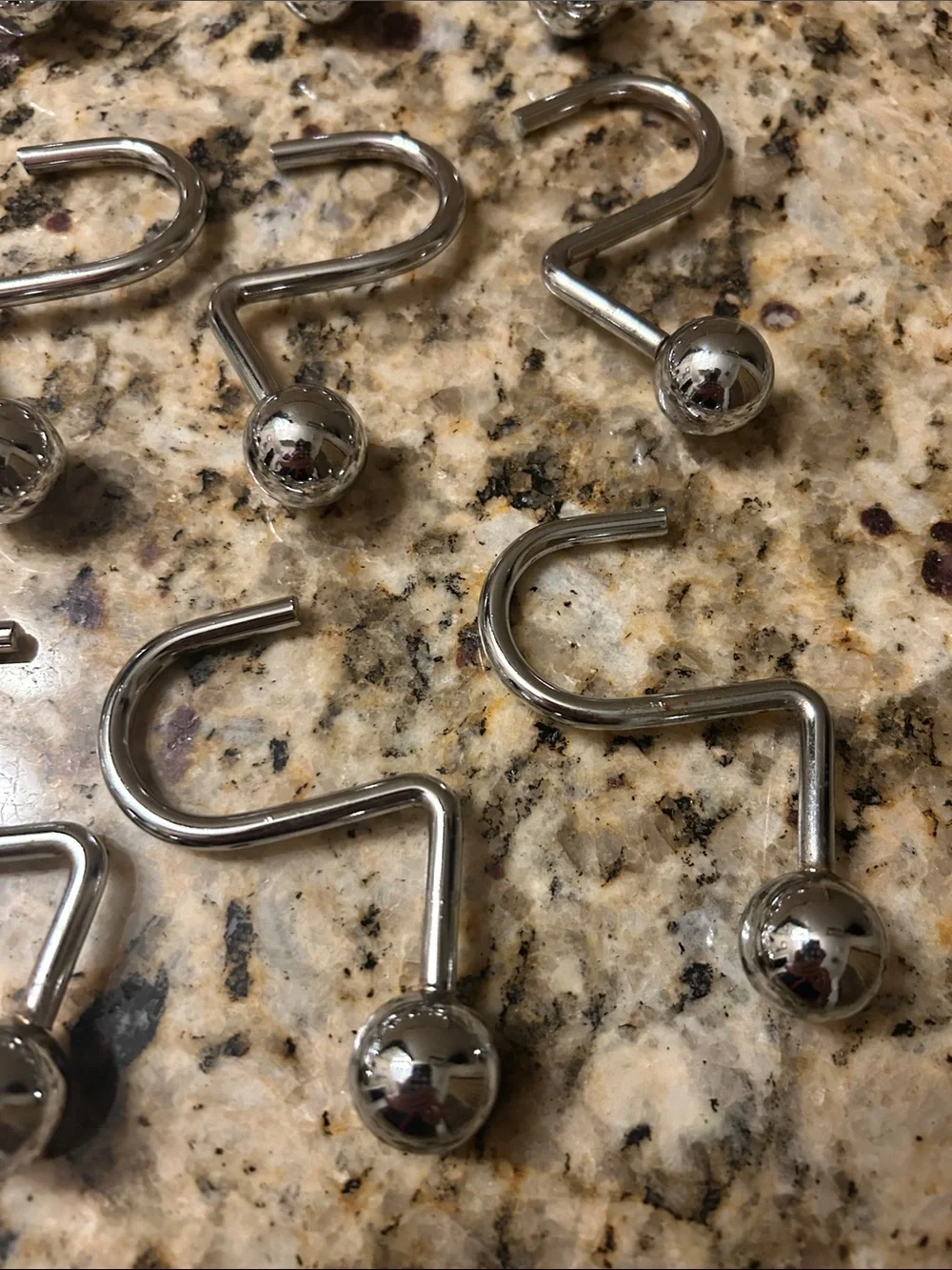 Polished Chrome Shower Curtain Hooks with Ball Ends - Set of 12